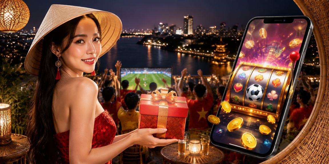 Người chơi tại Hà Nội đội nón lá trải nghiệm game slot trên điện thoại di động