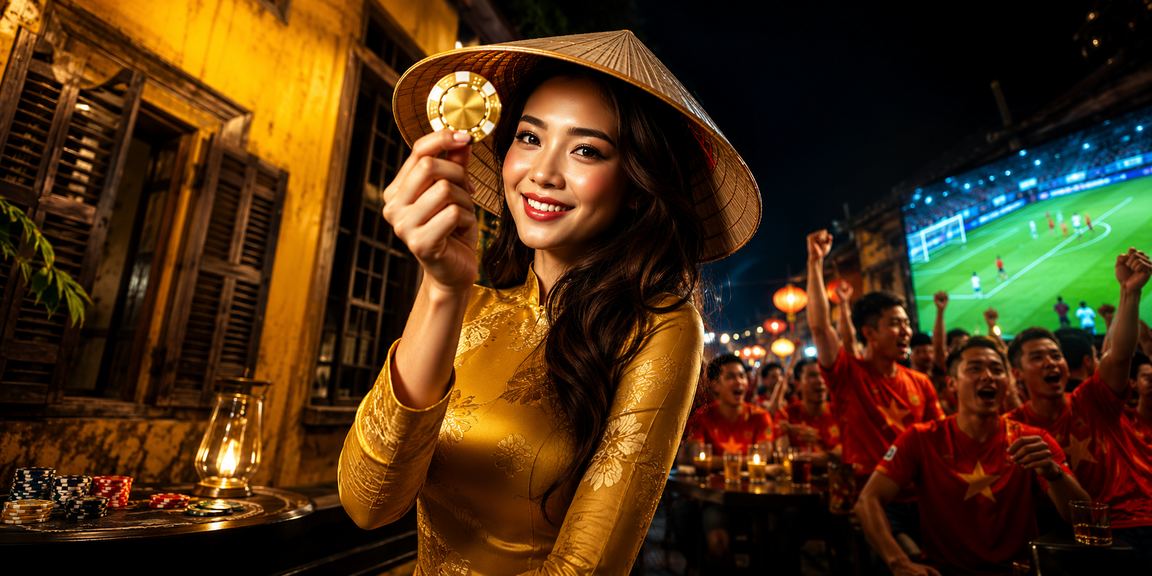 Người dùng Hội An xem kết quả cá cược thể thao trên điện thoại tại quán cà phê yên tĩnh bên phố cổ